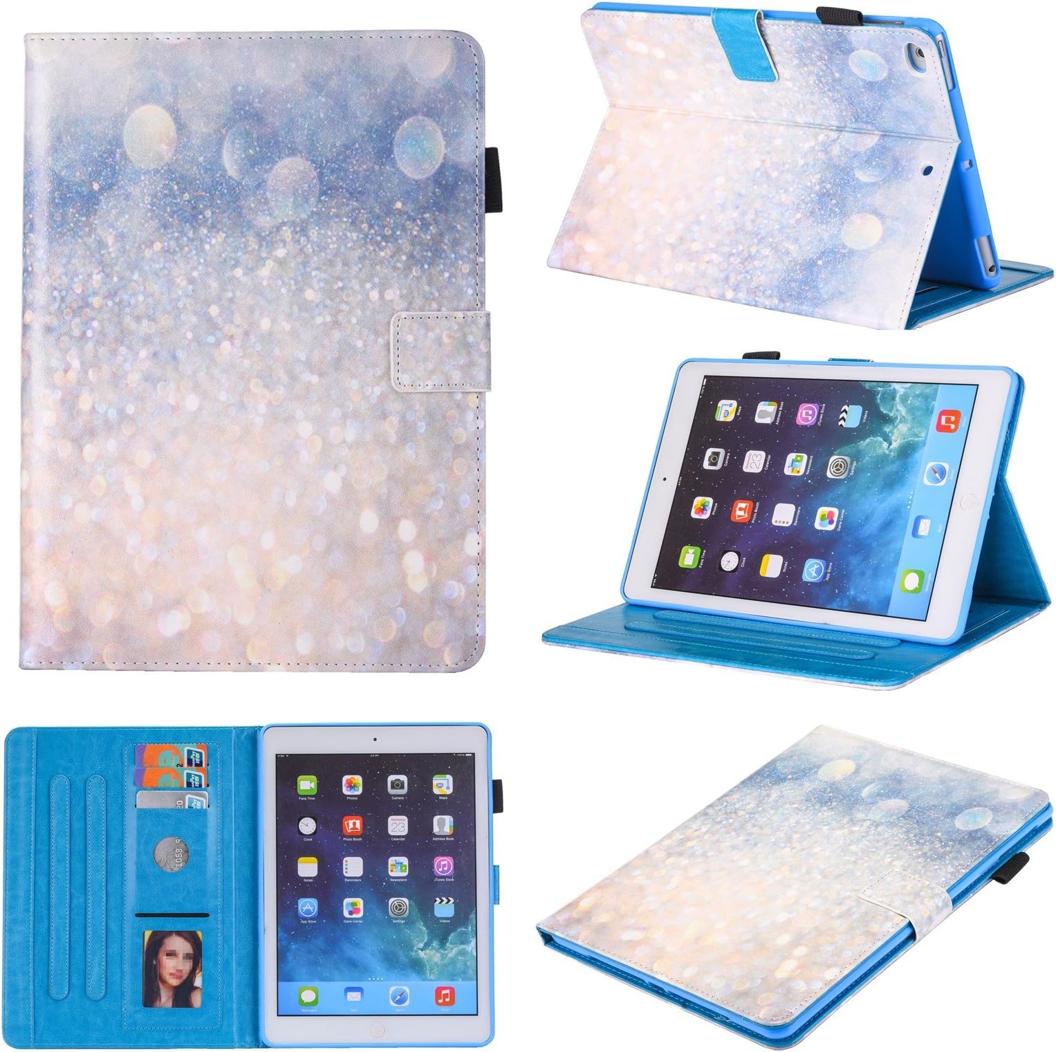 MOKASE iPad Mini Case, Mini 2 & 3 & 4 & 5 Case, Leather Auto Wake Sleep Multi - Angle Stand Magnetic Wallet Protective Case Cover for iPad Mini 1/2 / 3/4 / 5, Blink Sand