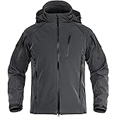 TACVASEN Men's Rain Jacket Tactical Military Hoodie Waterproof Windbreaker Softshell Winter Fleece Coats Hiking Outdoor