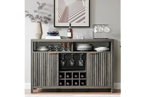 OAKHAM HOME Oxford Wine Bar Cabinets with Storage - 51" Sideboard Buffet Cabinet for Home, 32.8" Tall Liquor Bar Cabinet for Kitchen (Midnight Oak)