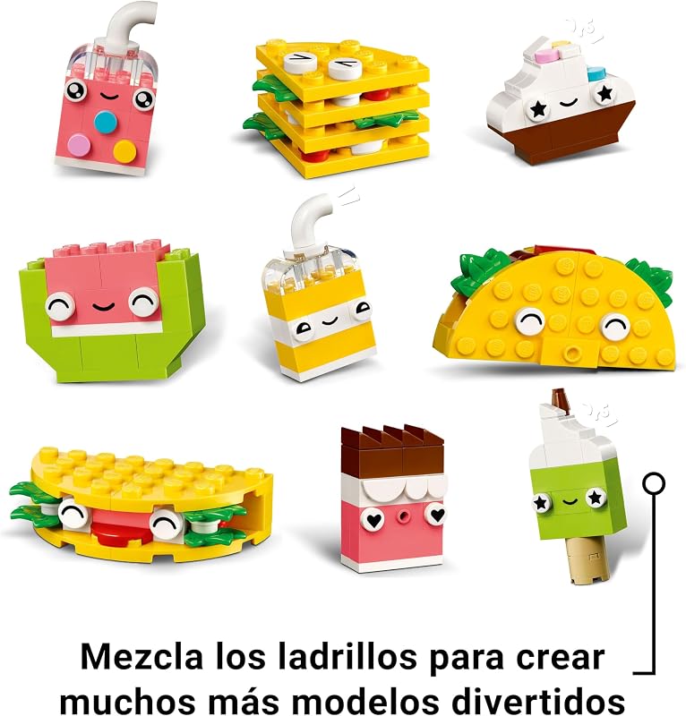 LEGO Classic Creative Nutritious Friends Food Toy para meninos e meninas 4 anos e mais velhos, tijolos coloridos para construir um cupcake, sorvete, abacate e taco, presente infantil 11039