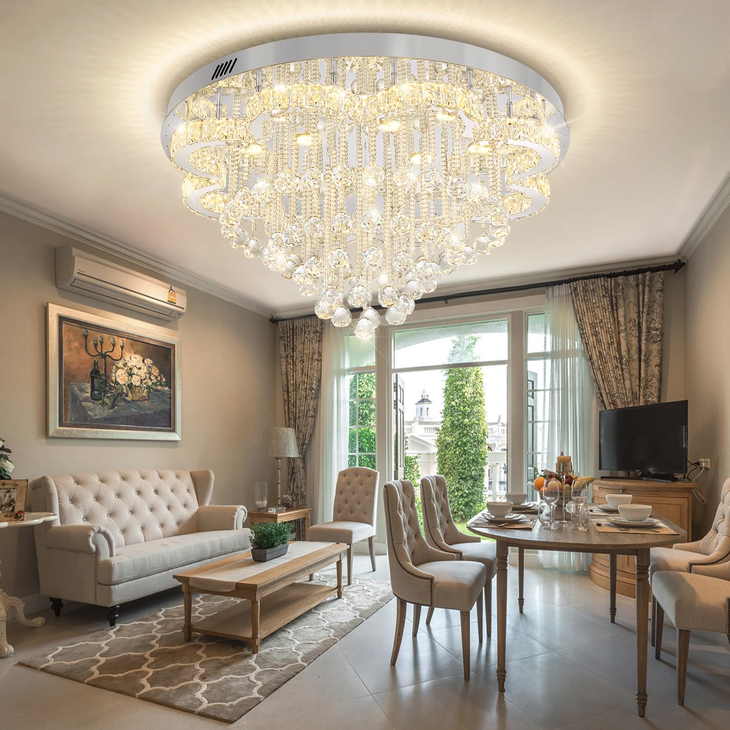 Photo 1 of *USED*
W32inches Modern Crystal Chandeliers for Living Room LED Crystal Ceiling Light Fixtures Flush Mount Chandelier Ceiling Chandelier for Bedroom Foyer Hallway Dining Room