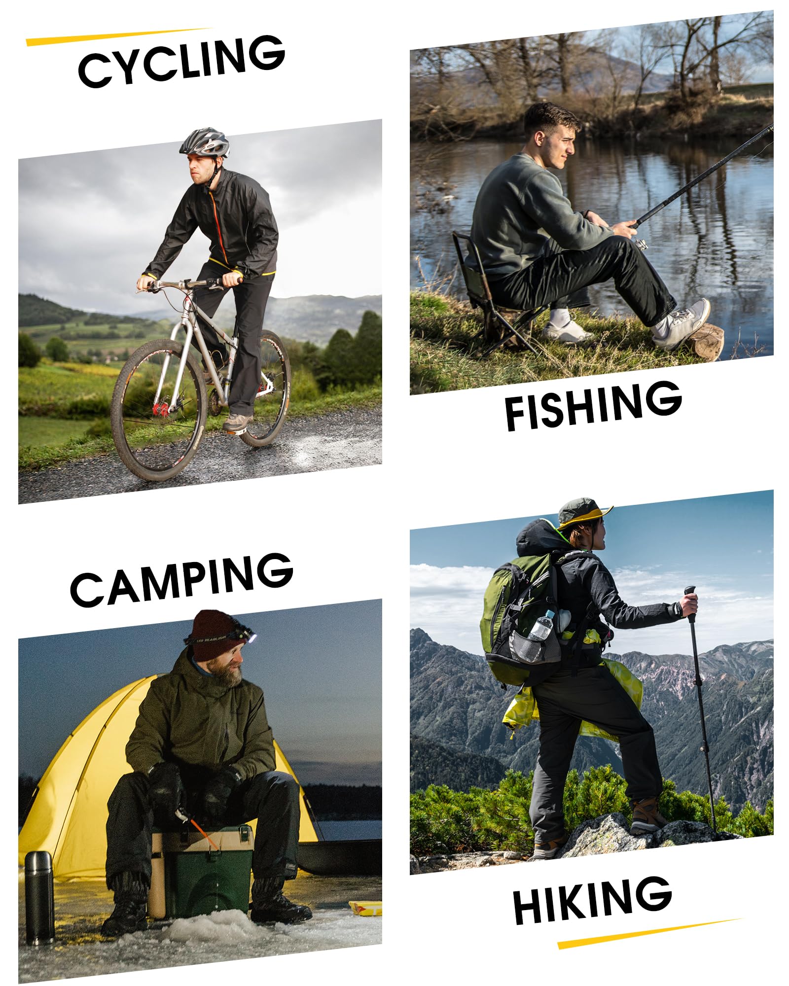 33,000ft Packbare Regenhose Herren Wasserdicht Leichte Fahrrad Überziehhose Winddicht Reflektierende Wanderhose zum Golf Outdoor Angeln Schwarz M 7