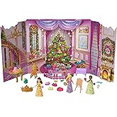 Mattel Disney Princess Doll Advent Calendar with 24 Days of Surprises, Including 3 Small Dolls, 3 Friends, 6 Fashions & 16 Accy Inspired by Movies (Amazon Exclusive)
