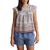 VELVET BY GRAHAM & SPENCER Women's Selene Block Print Blouse, Cream Floral
