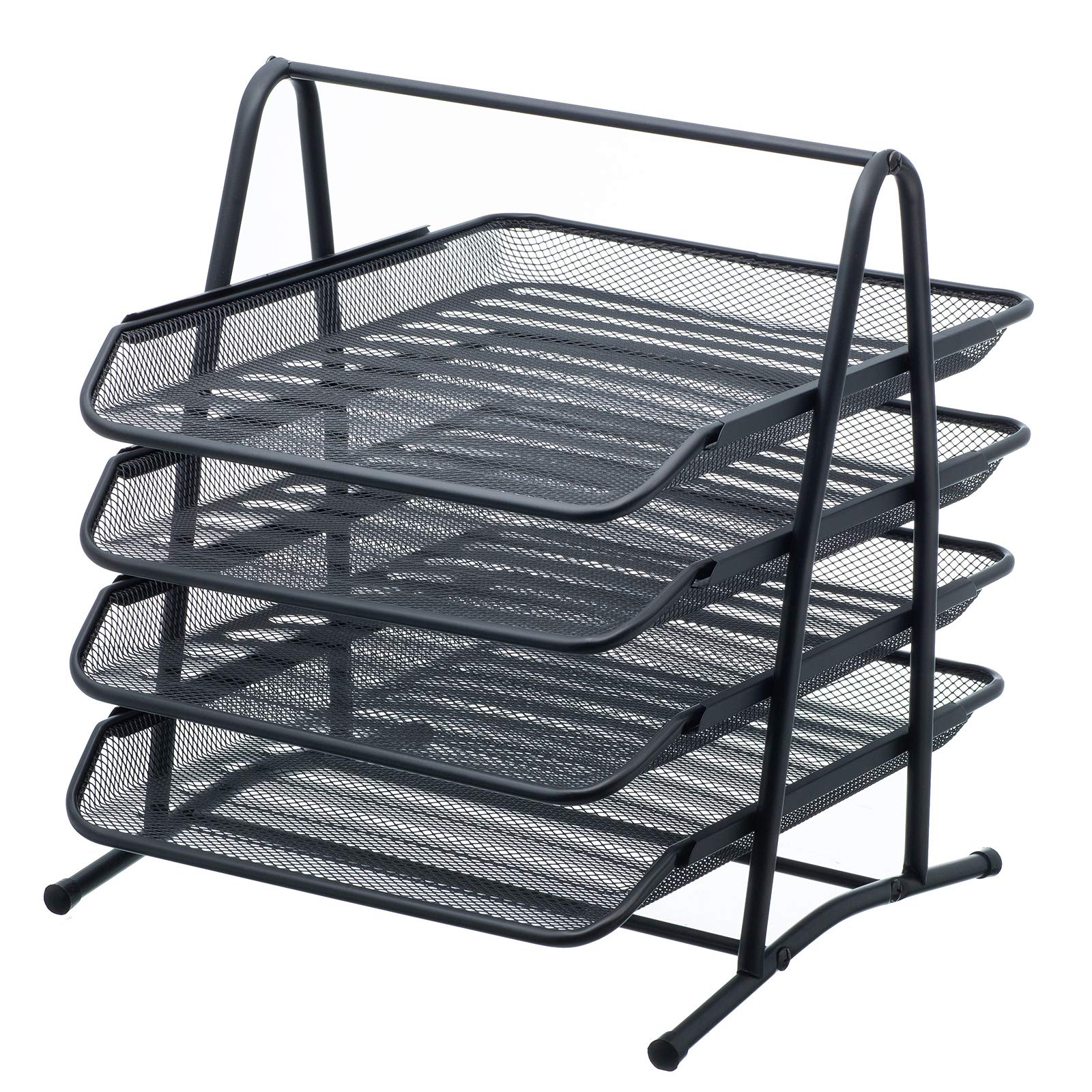 Mesh Letter Tray 4 Tier Desk Letter Filing Trays Holder Black A4 Document Paper Wire Mesh Storage Organiser