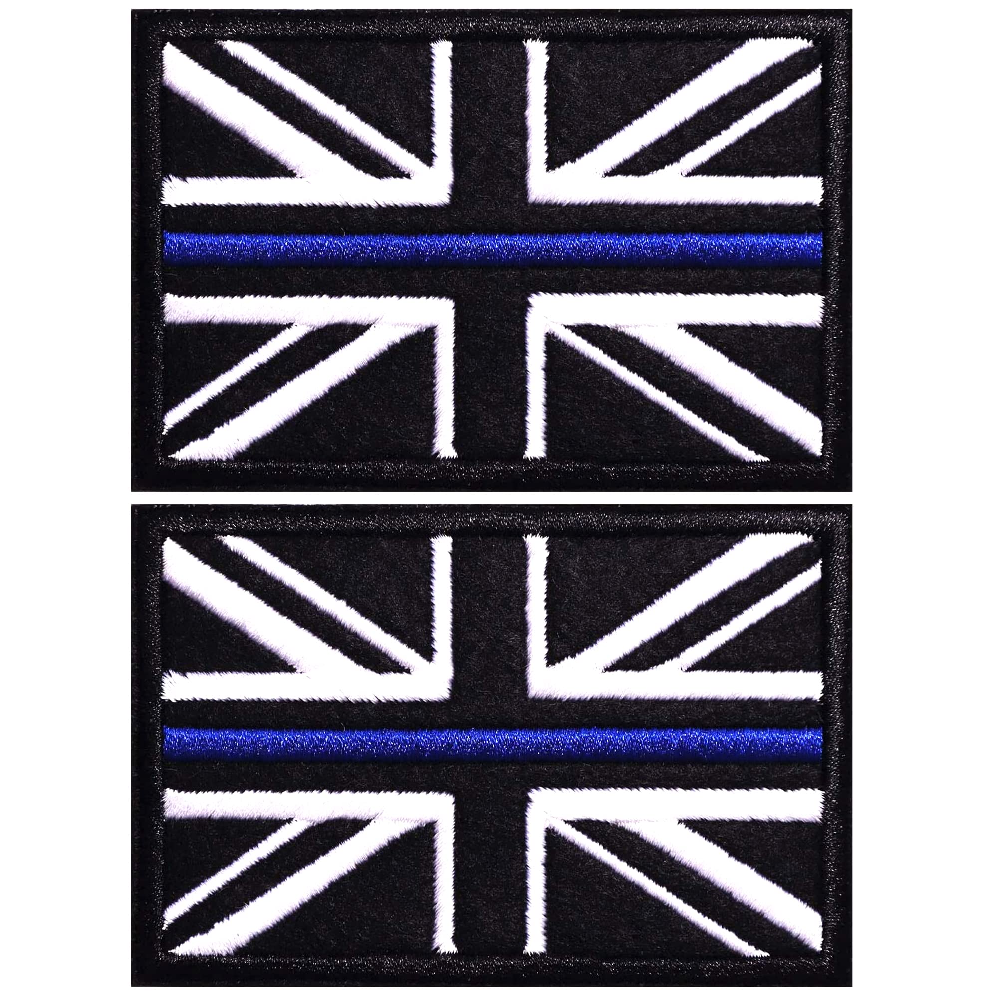 AXEN British Union Jack Patch Blue Line United Kingdom Flag Patch British Union Patches Tactical Patches Hook and Loop Applique for Military Uniform Tactical Bag Jacket Hat, 2pcs