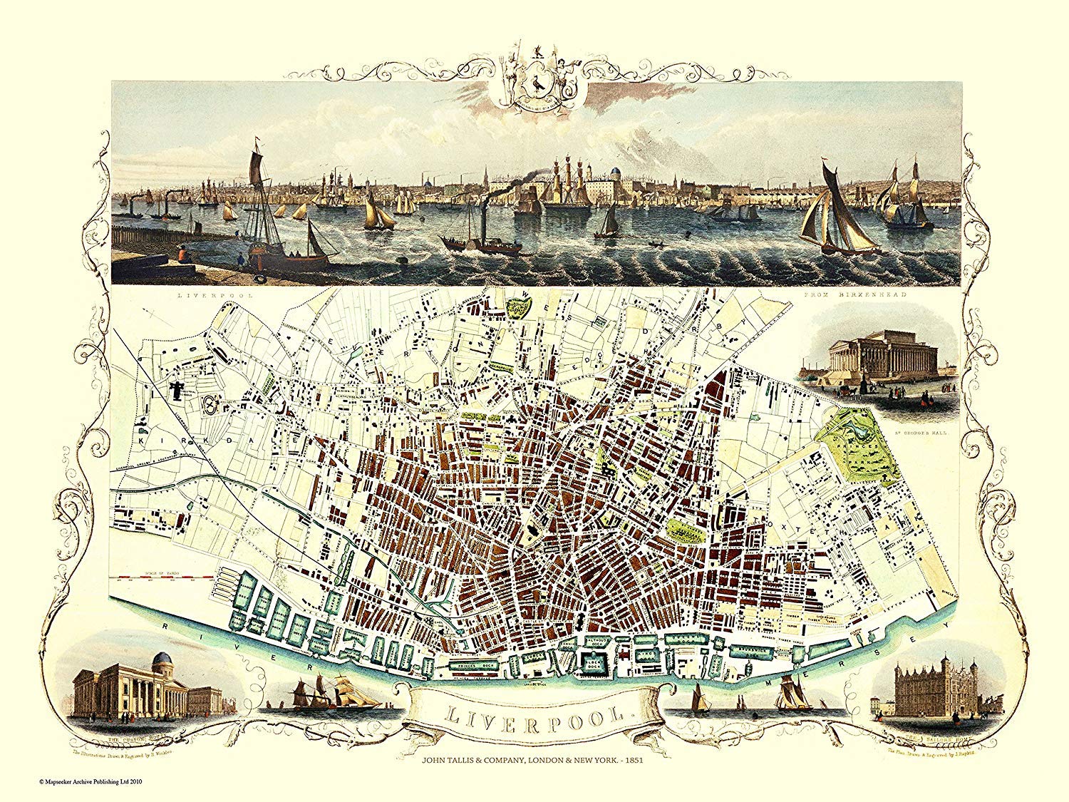 History Portal Limited Edition 1000 Piece Jigsaw Puzzle - Map of Liverpool 1851 by John Tallis