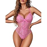 Avidlove Sexy Lingerie for Women One Piece Lingerie Deep V Teddy Babydoll Sexy Lace Bodysuit