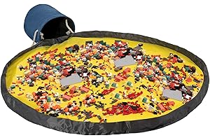 Eterish Large Toy Storage Basket and Building Bricks Toy Play Mat for Kids Rooms- Organizer Storage Organizer for Toys, Playroom Canvas Bag Gift for Boy/Girls (Navy 14.5"x18")