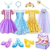 Meland Princess Dress Up for Girls with Shoes &amp; Toy, Gift for Girls 3 4 5 6 | 3 sets of deluxe dress up clothes let her choose, create looks for pretend play, Halloween costume, Christmas &amp; Birthday gift