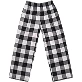 Ekouaer Boys Pajama Pants Soft Plaid Long Pj Pants Kids Cute Elastic Waist SLeep Bottoms with 2 Pockets 6-14 Years