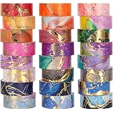 NANYNNU Gold Washi Tape Set - 24 Rolls Metallic Foil Marbling Washi Tape, Decorative Washi Tapes for Junk Journal Supplies, Bullet Journal Supplies, DIY Crafts, Scrapbooking, School Supplies
