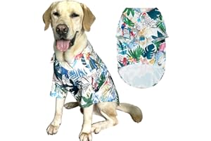 PRIPRE Dog Shirt, Hawaiian Summer Colorful Printed Pet Clothing Breathable and Cool Beach Style Big Dog Boy and Girl Shirt (X-Large, Green)