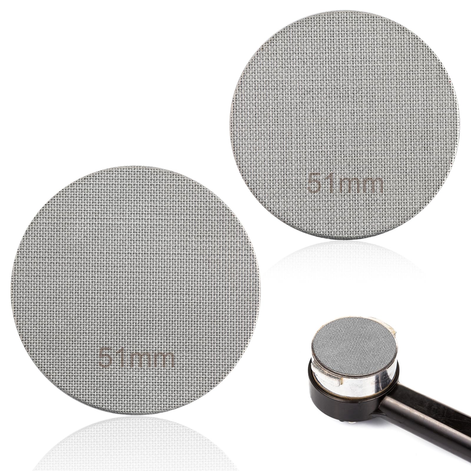 2pcs 51mm Espresso Screen Filter, 316 Stainless Steel Espresso Puck Screen 150μm Reusable Espresso Portafilter Puck Screen Sturdy Coffee Screen Filter Mesh for Espresso