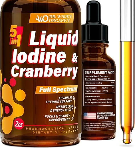 Dr. Wade’s Organics Liquid Iodine（ヨウ素） & Cranberry（クランベリー）2 oz（59ml）