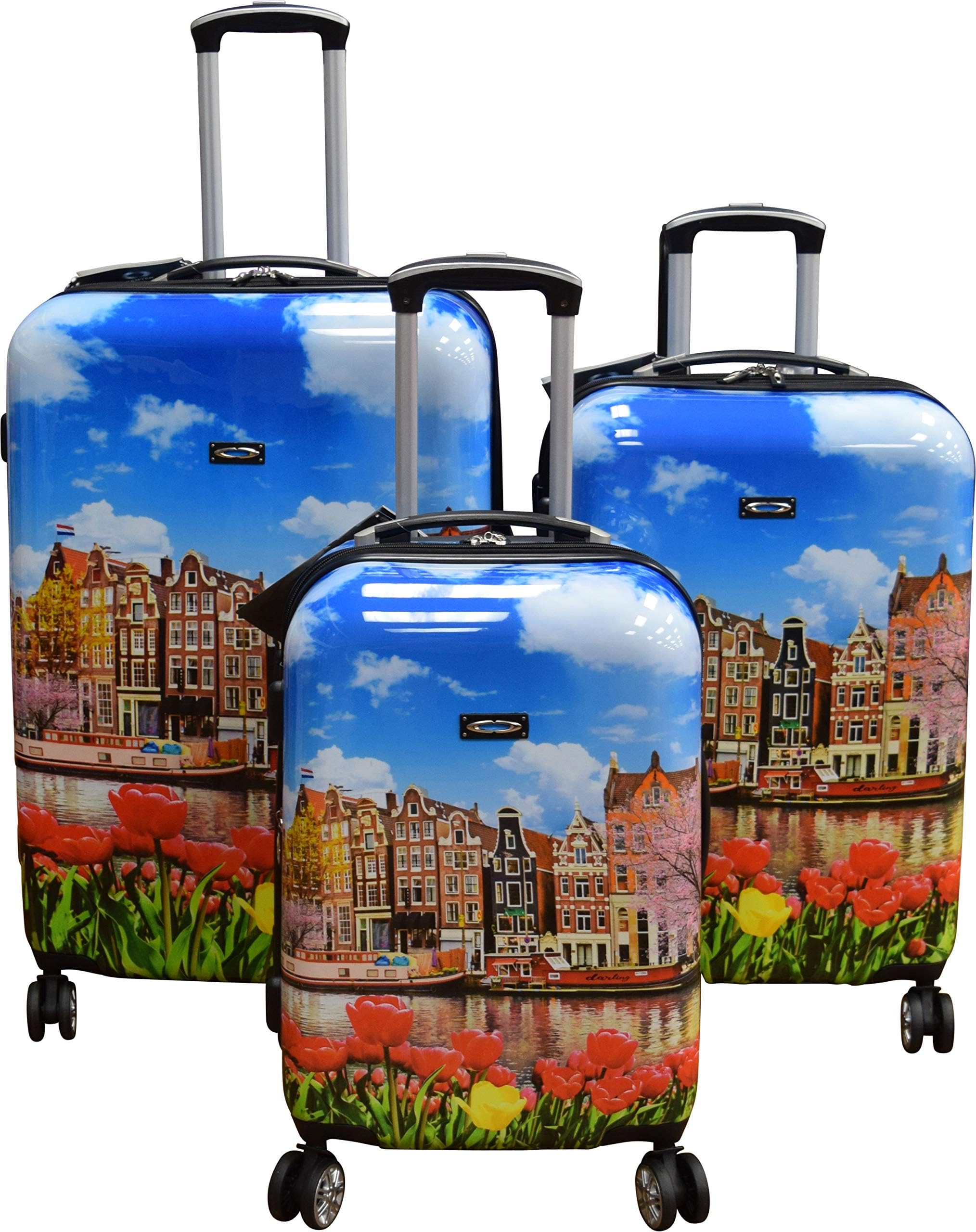 788 Vintage World Series Lightweight 3-PC Expandable Hardside Spinner Luggage Set (Amsterdam)