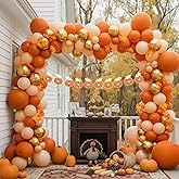 Fall Pumpkin themeBalloon Garland Arch Kit OrangeGold Sand White almond balloons Pumpkin Chain Banner For Autumn Boho a Little Pumpkin on the way baby shower bridal shower birthday party decorations