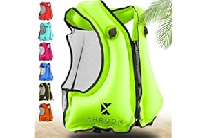 Khroom Inflatable Snorkel Vest for Adults and Teenagers | 60"-75" Height | 90-220 lbs | V2 2025 Model | Buoyancy Jacket for Snorkeling and SUP - Snorkel Vest, Buoyancy Aid