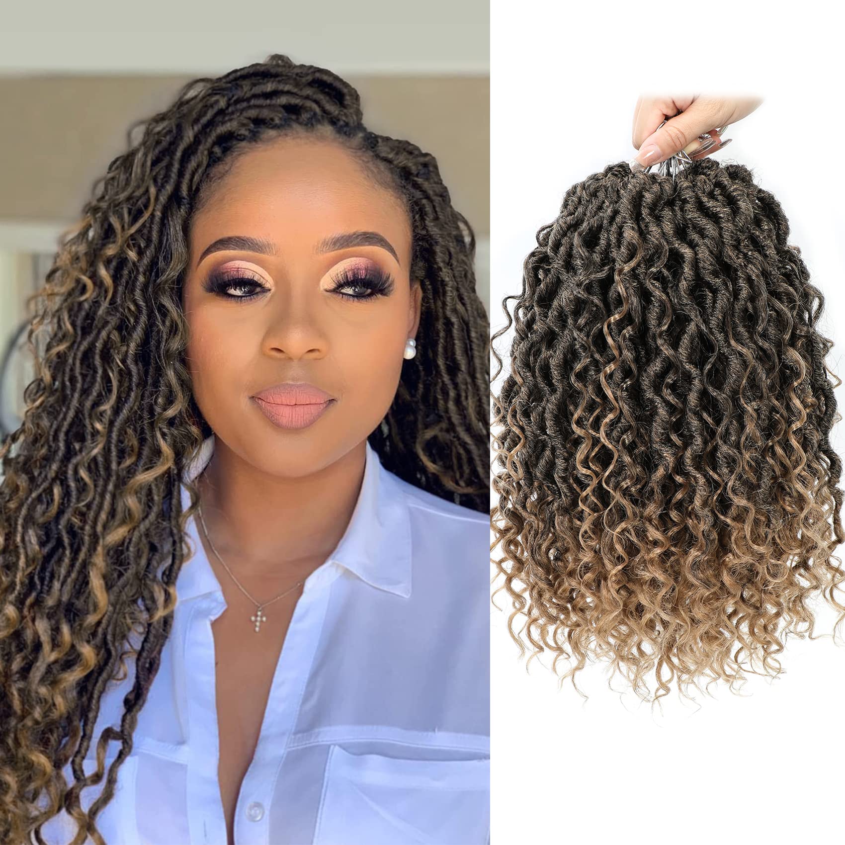 Photo 1 of Fulcrum Goddess Locs Crochet Hair 12 Inch, 8 Packs New Faux Locs Crochet Hair for Black Women, Crochet locs with Curly Ends (12Inch (Pack of 8), T27#)