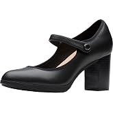 Clarks Women's Bayla Lily Mary Jane Shoes | Leather Upper, Adjustable Strap Closure, Plush Foam Cushioning, Wide-Width Fit, Slip-Resistant Outsole