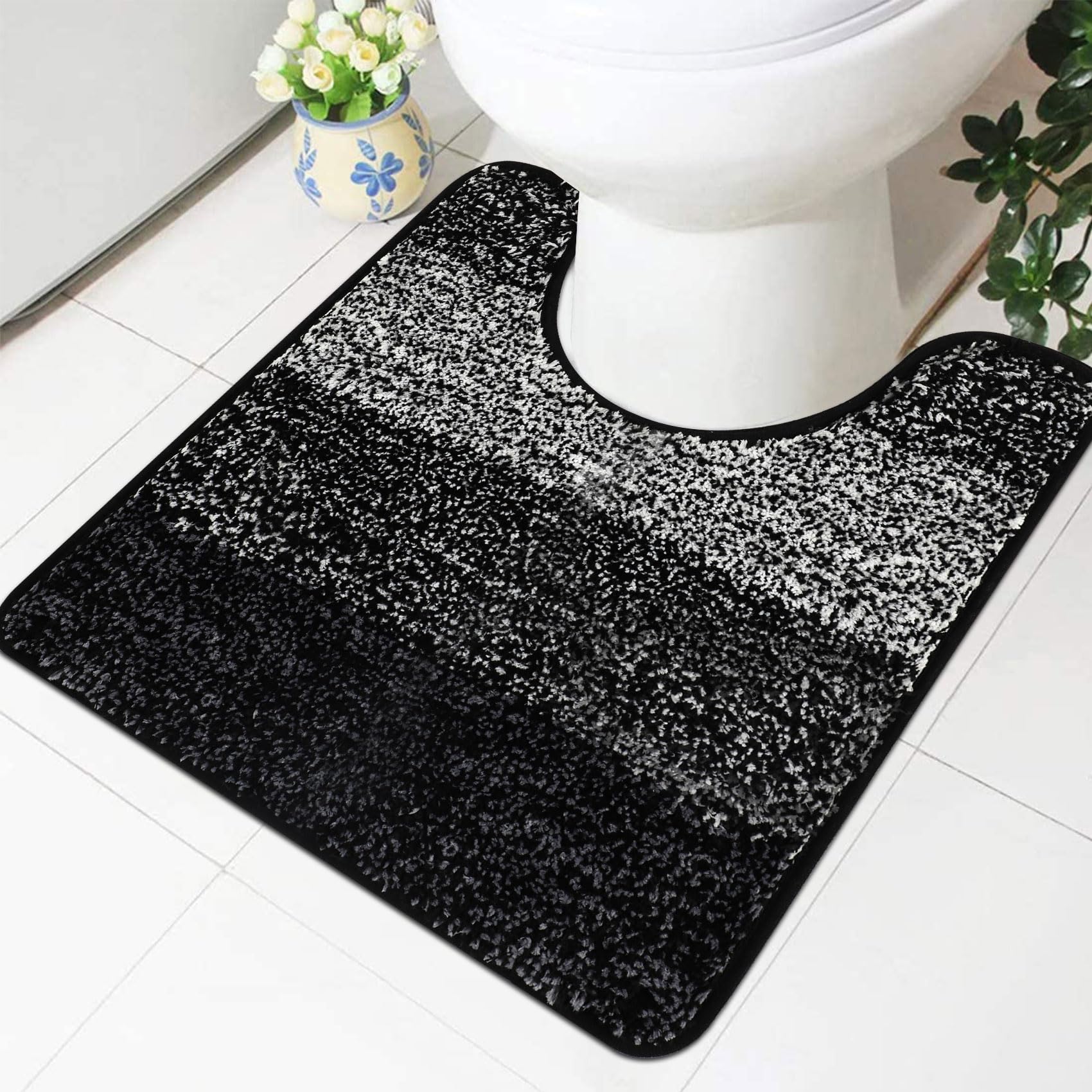 Famibay Toilet Pedestal Mat Only WC Toilet Rug Non Slip Super Absorbent U Shape Bath Mat Microfiber Soft Washable Bathroom Floor Rug — image 1