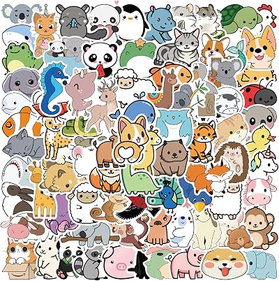 iMama 100 Pcs Colorful Animal Sticker Pack Waterproof Vinyl Luggage Laptop
