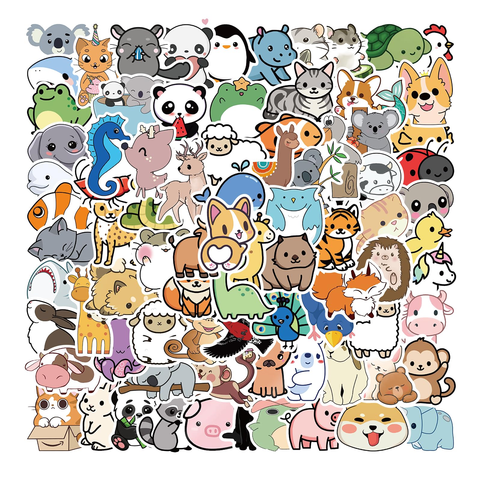 iMaMa 100 Pcs Colorful Animal Stickers, Cute Aesthetic Sticker Pack for Scrapbooking, Art, Crafts, MacBook, Skateboard, Luggage, Bullet Points, Laptop Stickers, Bumper Stickers — image 1