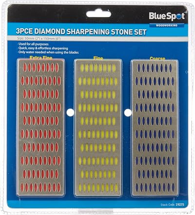 Blue Spot Tools Diamond Sharpening Whetstone Set 3-Piece 6 x 2 In Blue