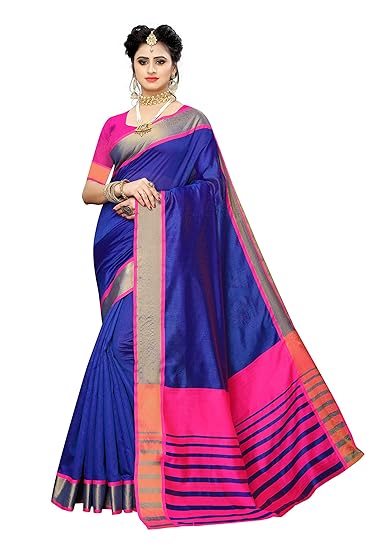Cotton with Blouse Piece Saree (SDPL-DEEWANI_Blue_Free Size)
