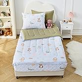 Bestier Twin Size 4Pcs Kids Comforter Sets, Zipper Bedding Set for Boys, Kids Bedding Set Cartoon Comforter for Kid, Zipper Bedding Certified - OEKO-TEX100, (Light Blue, Twin, 39"x75")