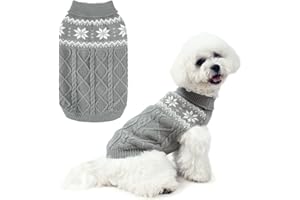 SCIROKKO Warm Winter Dog Sweater - Cold Weather Pet Clothes for Small Medium Large Dogs Indoor Outdoor, Soft Classic Knit Puppy Apparel, Grey, S