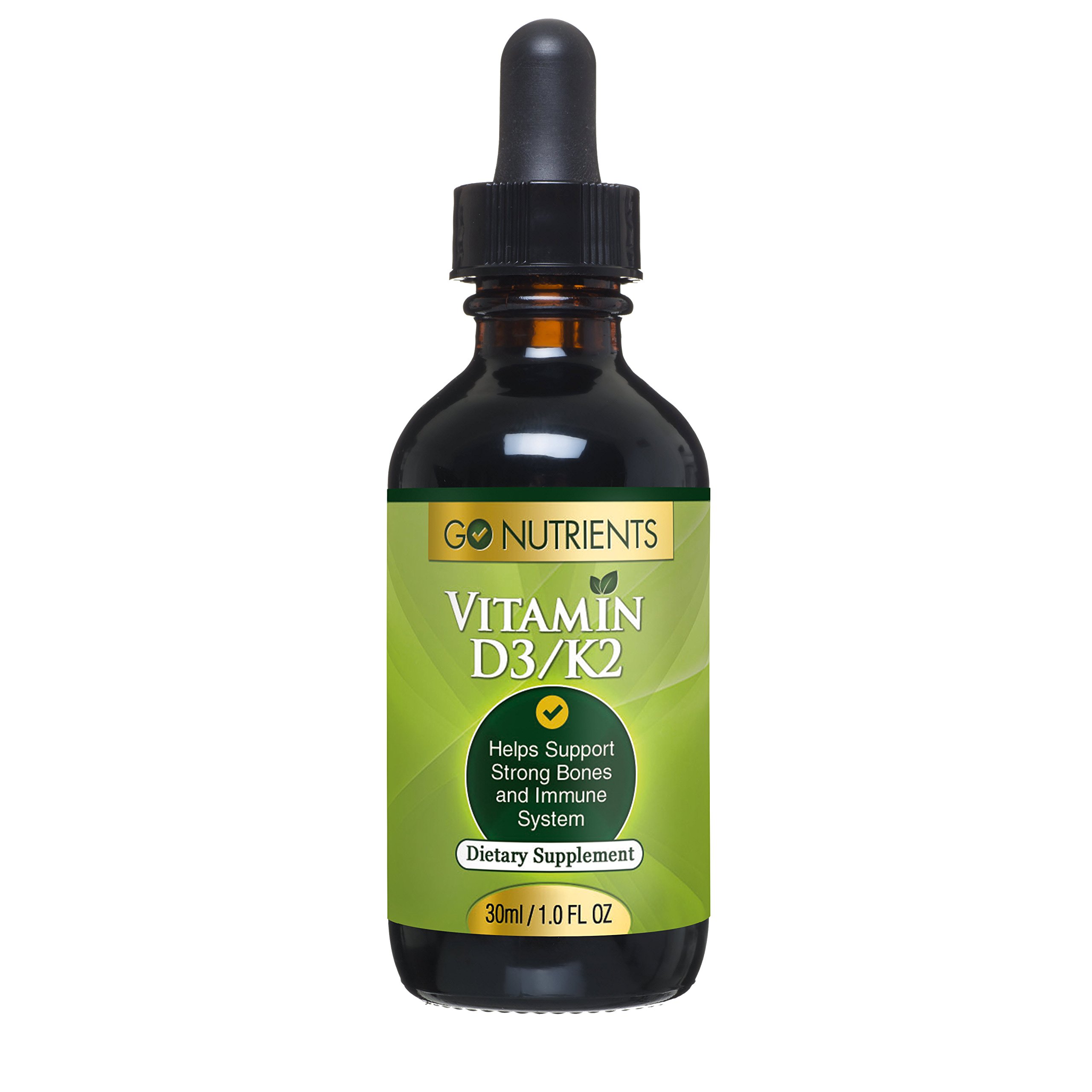 Go Nutrients Liquid Vitamin D3 with K2 (MK7) Drops Vitamin D Liquid
