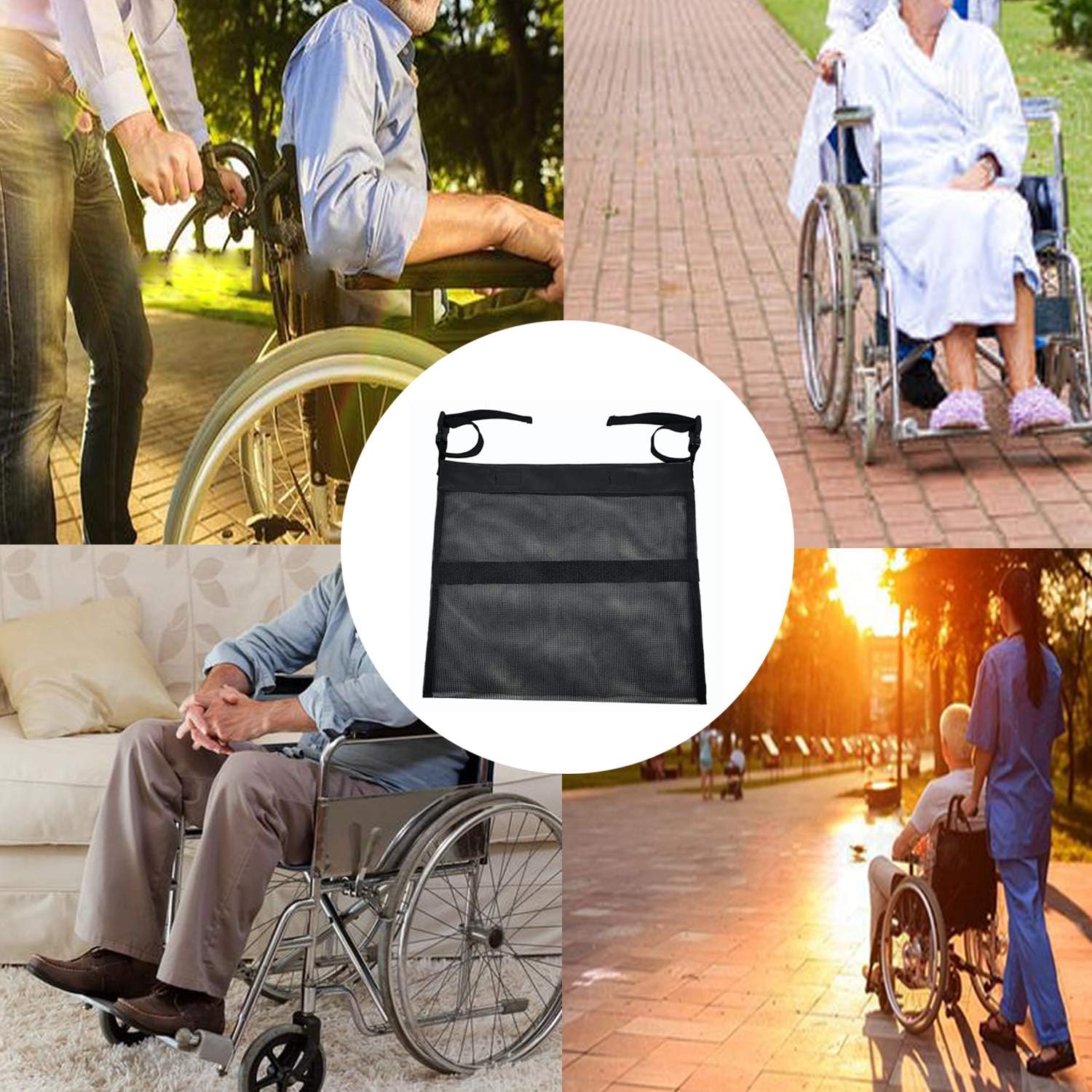 Wheelchair Bag Wheelchair Back Big Mesh Pocket Universal Wheelchair Back Pouch for Electric Wheelchairs, Manual Wheelchairs Lightweight and Easy to Use: Health & Personal Care