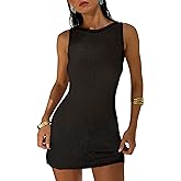 ANRABESS Women Swimsuits Cover Up Slim Crochet Swimwear Summer Tank Little Dress Bathing Suit Vacation Beach Clothes Outfits