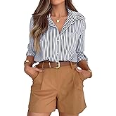 hearain Super Soft Striped Button Down Shirts for Women Dress Shirts Long Sleeve Casual Collared Work Shirt with Pocket