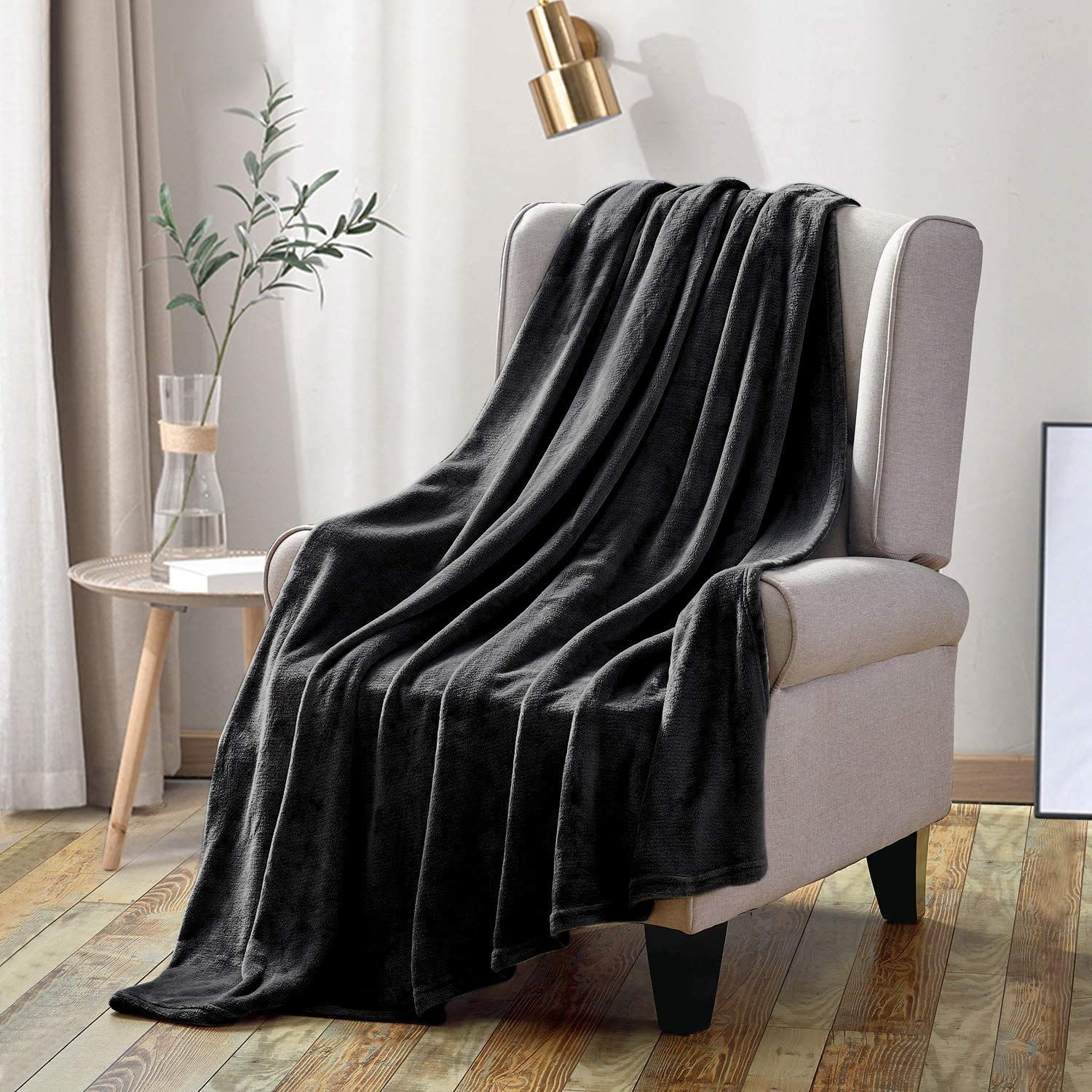 softan Fleece Blanket Twin Size Grey Soft Thick Flannel Fleece Dark Grey Blanket for Single Couch,Sofa,Single Bed,Travel,150 x 200cm