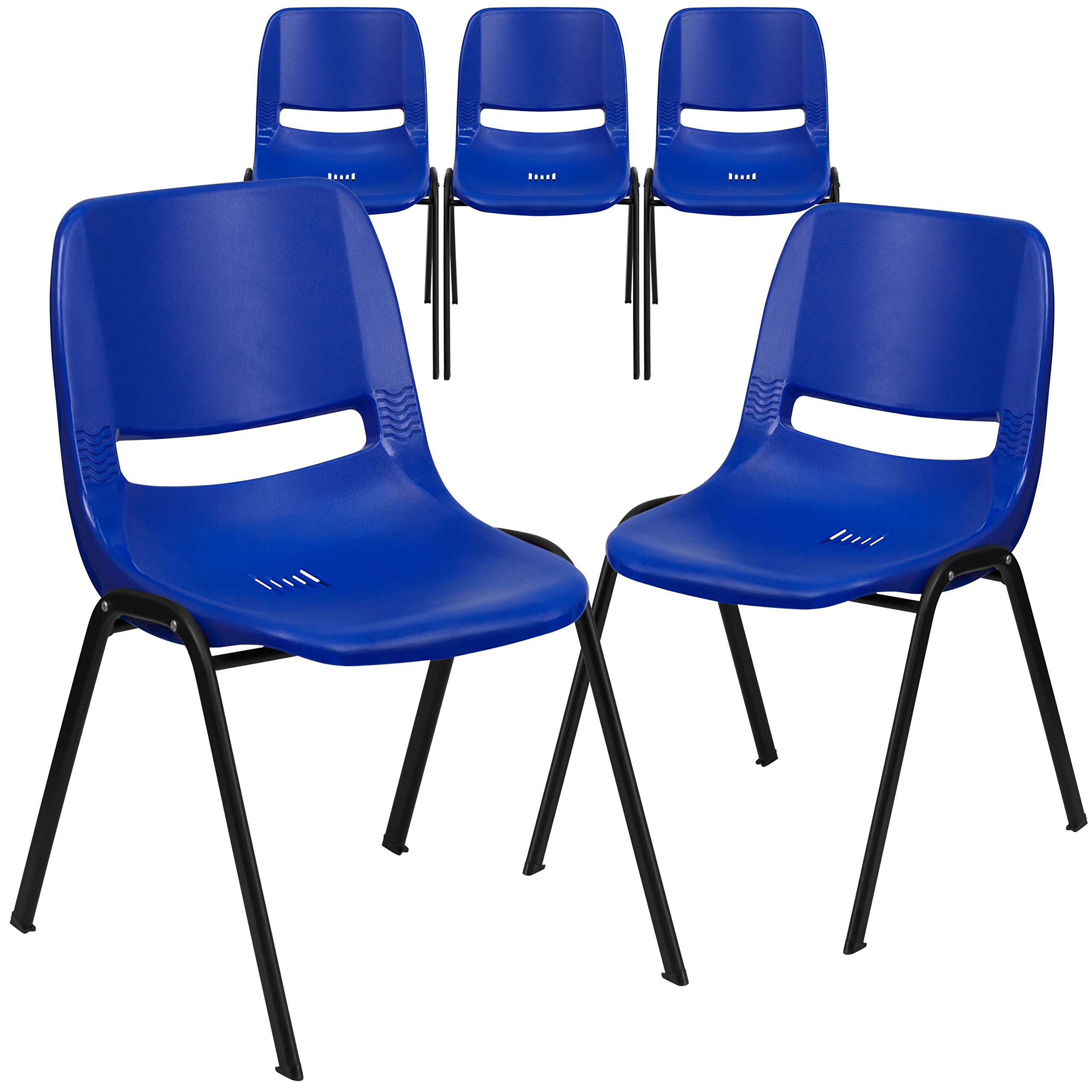 Flash Furniture 5 Pk. HERCULES Series 880 lb. Capacity Blue Ergonomic Shell Stack Chair