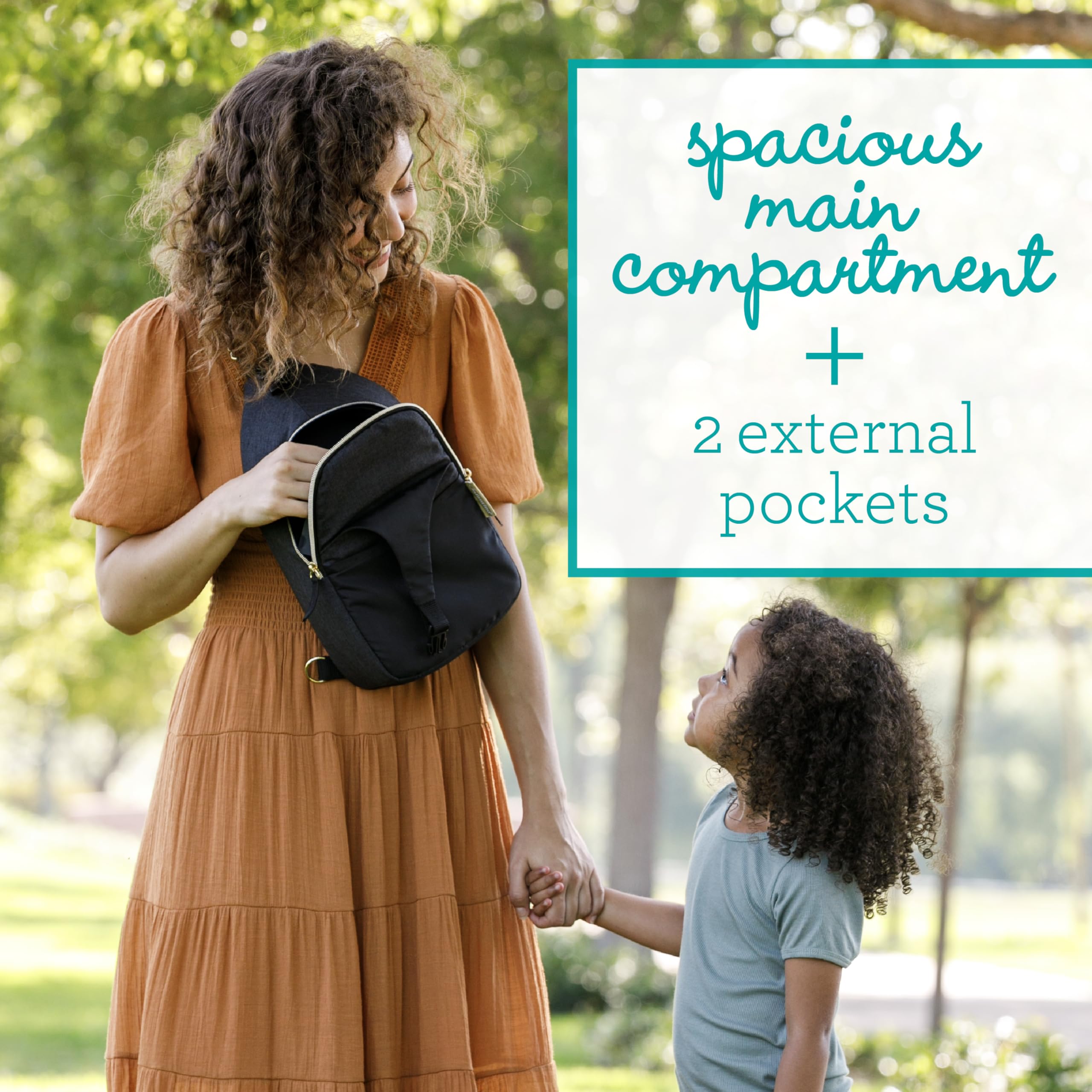 Infantino Crossbody Diaper Bag – Lightweight, Spacious & Stylish for On-the-Go Parents, Black