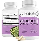 Vital Peak Artichoke 500 mg Supplement - Potent Artichoke Extract Capsules for Liver Health & Digestive Support - Artichoke Leaf Extract Promotes Energy & Focus - 30 Capsules