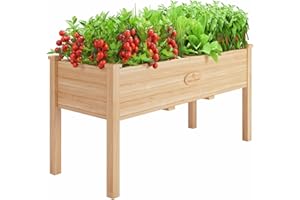 Sino Luban Raised Garden Bed 1PC - Elevated Planter Box w/Liner Outdoor with Legs, Liner, Divider, Corner Brace - 48x24x30in Wood Raised Garden Planter Boxes for Deck/Patio/Garden Vegetables/Flowers
