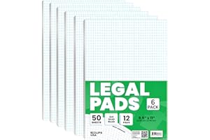 E-CLIPS USA Graph Paper Pad, Graph Paper Notebook, 4 x 4 An Inch Quad Ruled Graph Paper Pad, Graph Paper Pads 8.5 x 11, Drafting Paper, 50 Sheets Per Pad (6 Pack)