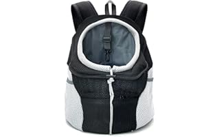 Fhiny Dog Carrier Backpack, Comfortable Doggy Front Backpack Pet Puppy Carrier Travel Pack with Breathable Head Out Design and Padded Shoulder for Walking Biking Hiking Camping
