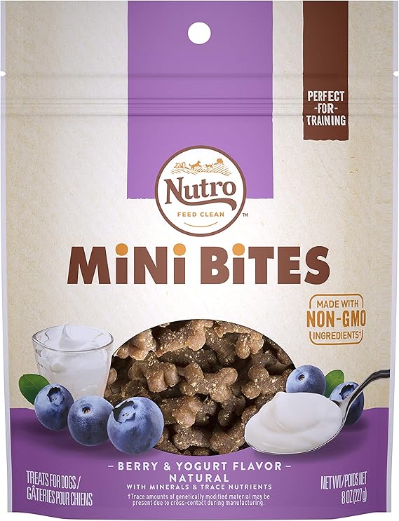 NUTRO Mini Bites Dog Treats Berry & Yogurt Flavor, 8 oz. Pouch Amazon