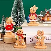 Hiawbon 4PCS Gingerbread Man Figurines, Christmas Gingerbread Man Ornaments, Resin Figurines Ornaments, Xmas Decor for Christmas Decoration Gifts
