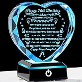 YWHL 75th Birthday Gifts for Women Men with Colorful Base Crystal Happy 75 Years Old Birthday Decorations Heart Crystal Bday Gift Ideas for Mom Grandma Wife Born in 1950