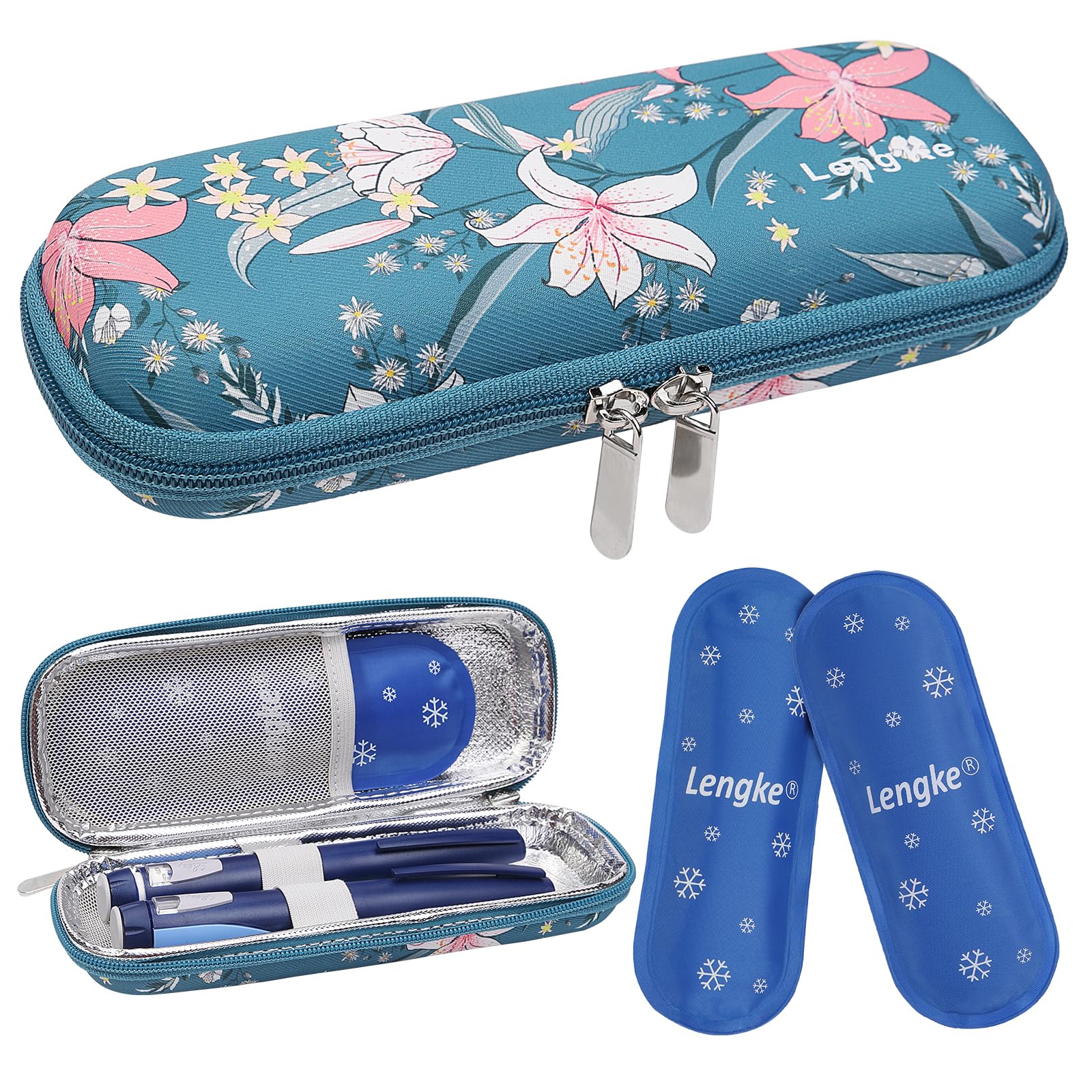 BOMKEE Insulin Cooler Travel Case, Diabetic Insulin Pen Case Portable Insulin Cooling Bag Carrying Organizer for Insulin Pens Supplies with 2 Ice Pack