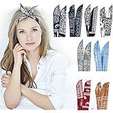 ONEYE Paisley Wire Headbands for Women, 8 Count Pack, Hair Bands Hair Holder Hair Accessories for Workout Yoga Running Soccer Sports, Fashion Wire Headwraps Headband with Twist Bow