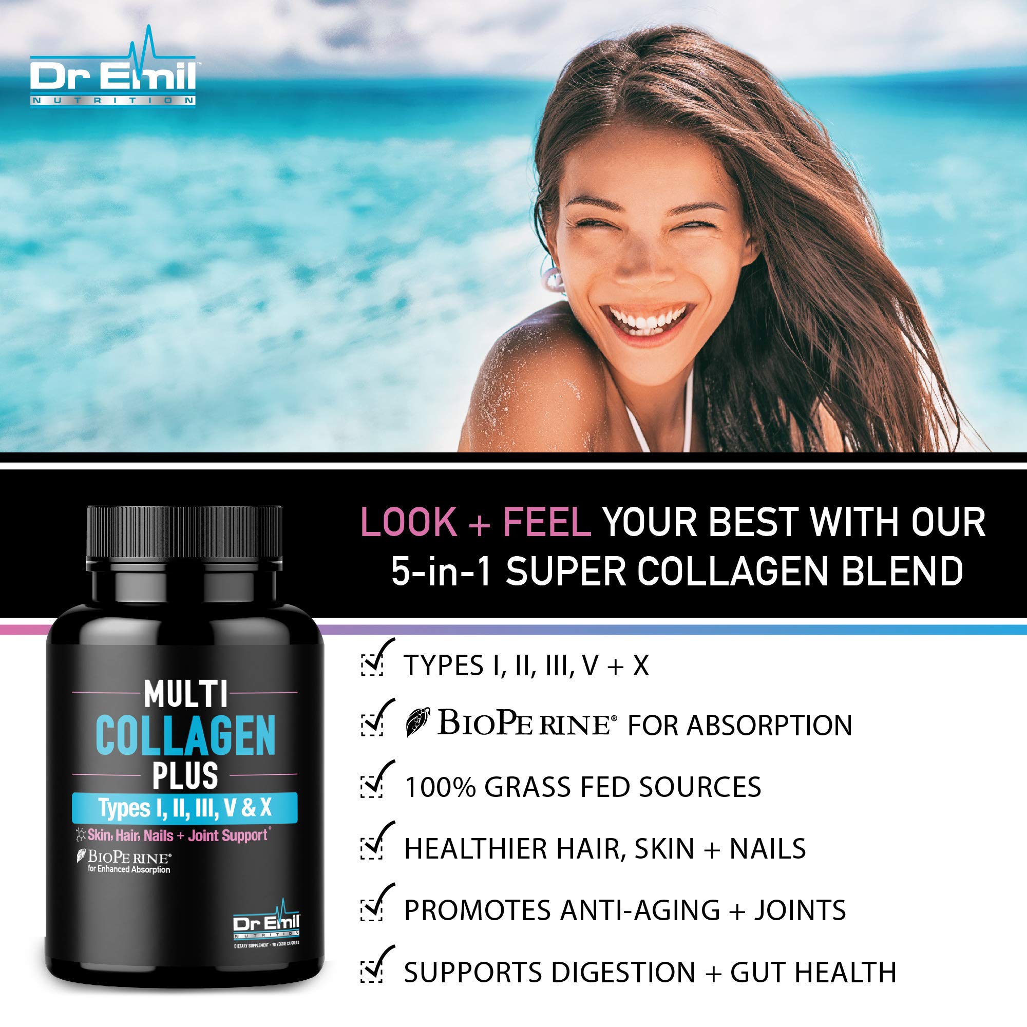 DR EMIL NUTRITION Multi Collagen Plus Pills Collagen Supplement to