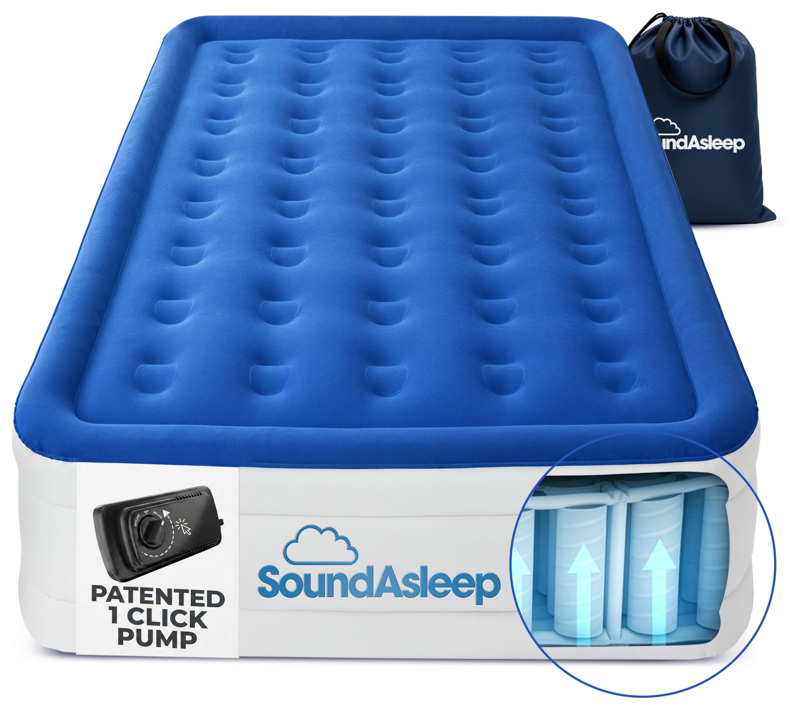 SoundAsleep Dream Series Raised Queen Air Mattress, Built-in Pump, Blue