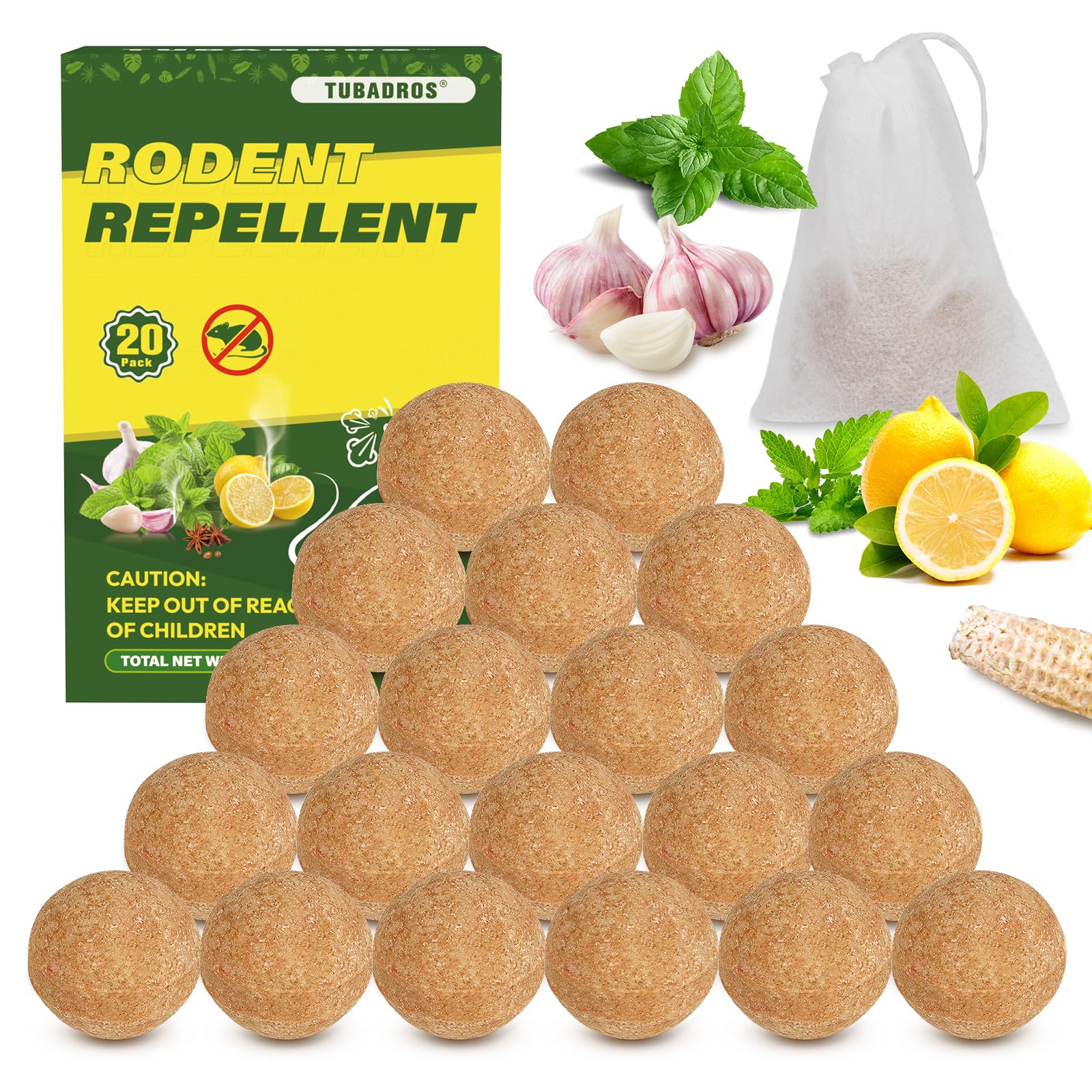 Photo 1 of 20Pack Rodent Repellent, Moth Ball Mouse Repellent for Indoor/Outdoor, Garden Use